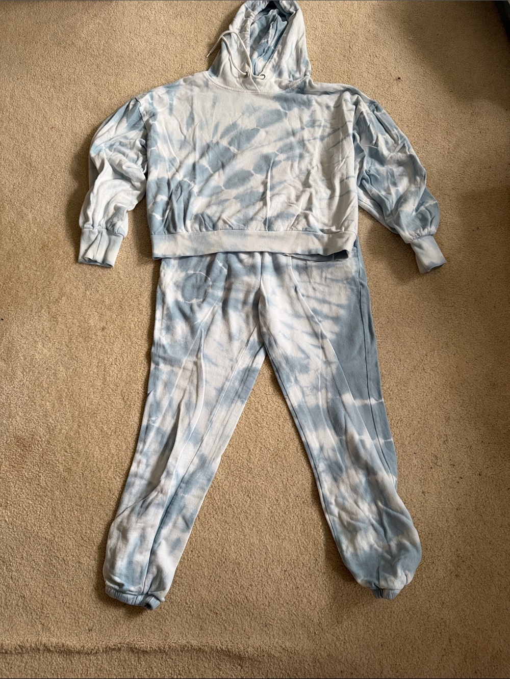 Z Supply Women's Blue and White Tie-Dye Hoodie Sweatpants Set